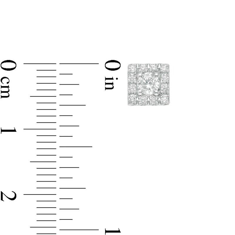 Main Image 3 of 1/2 CT. T.W. Diamond Square Frame Stud Earrings in 10K White Gold