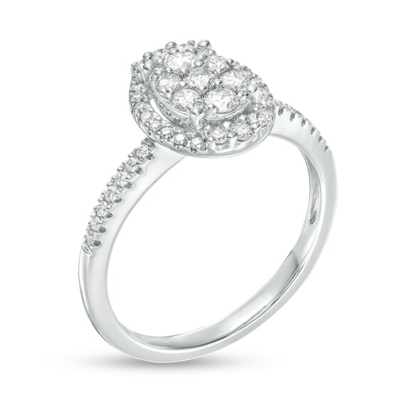 1/2 CT. T.w. Composite Diamond Oval Frame Ring in 10K White Gold