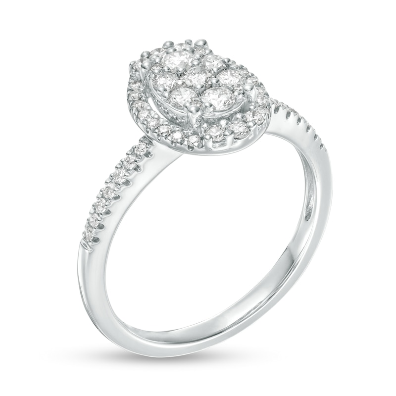 Main Image 3 of 1/2 CT. T.W. Composite Diamond Oval Frame Ring in 10K White Gold