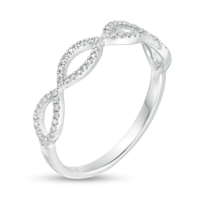 Main Image 3 of 1/10 CT. T.W. Diamond Marquise Shapes Ring in 10K White Gold
