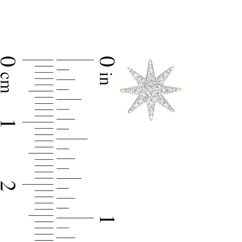 Main Image 3 of 1/8 CT. T.W. Diamond Eight-Point Star Stud Earrings in 10K Gold