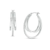 Thumbnail Image 1 of 1/10 CT. T.W. Diamond Triple Oval Hoop Earrings in Sterling Silver