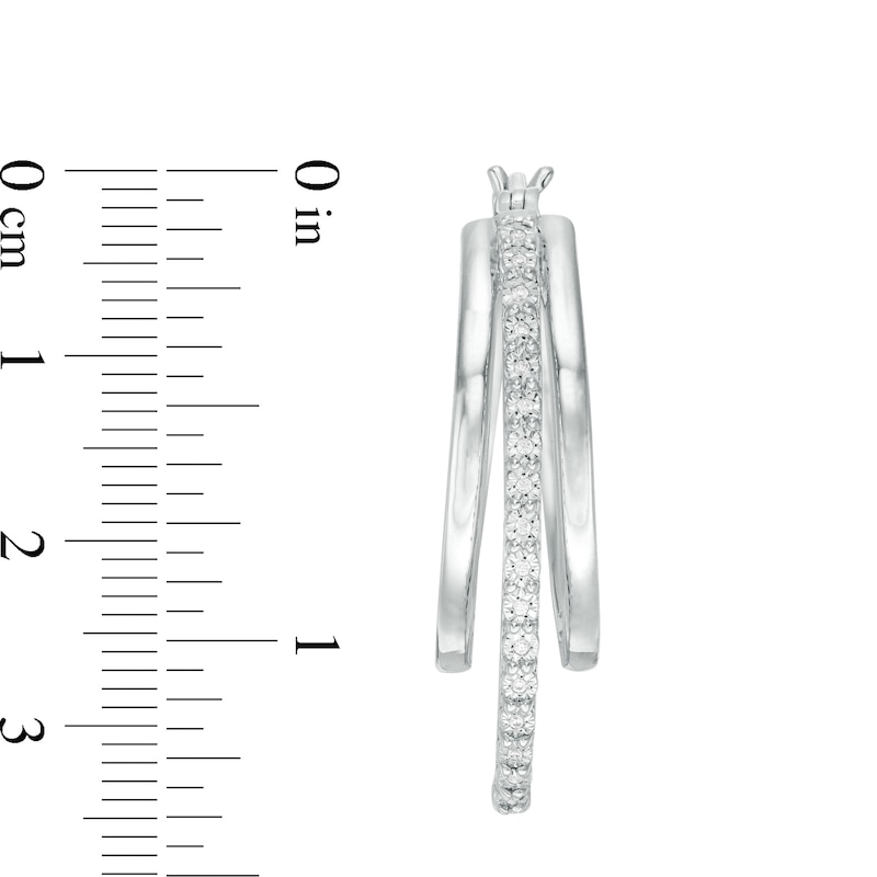 Main Image 3 of 1/10 CT. T.W. Diamond Triple Oval Hoop Earrings in Sterling Silver