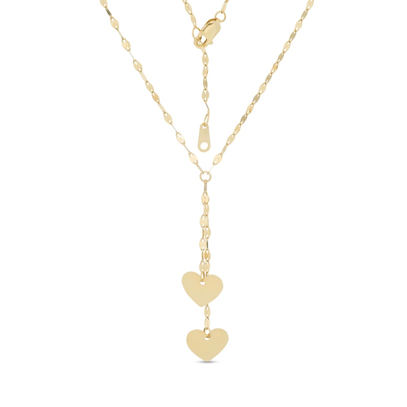 Main Image 1 of Made in Italy Double Heart Lariat Necklace in 10K Gold
