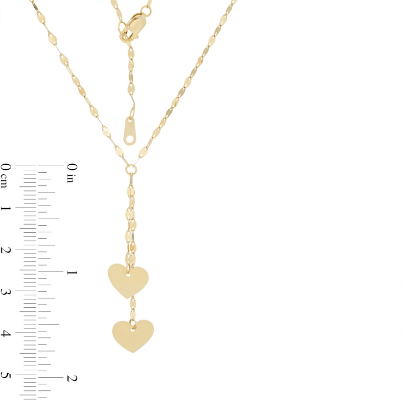 Main Image 3 of Made in Italy Double Heart Lariat Necklace in 10K Gold
