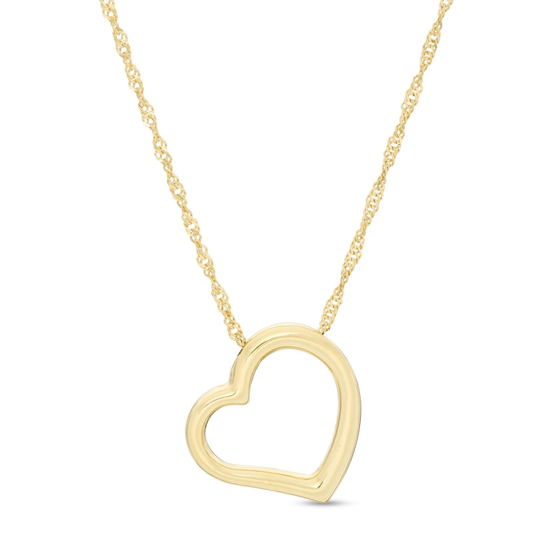 Main Image 1 of Tilted Open Heart Pendant in 10K Gold