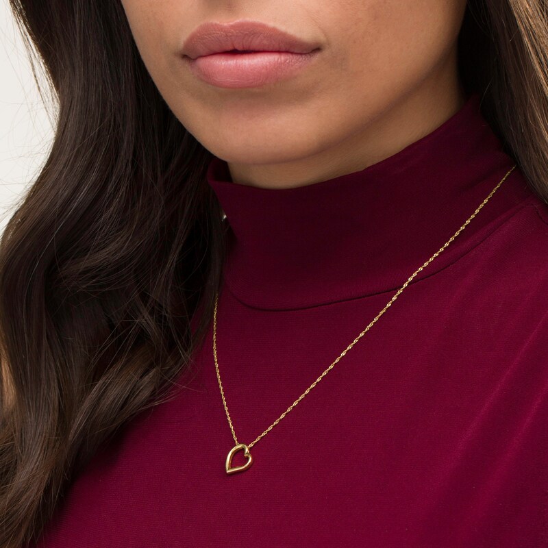 Main Image 2 of Tilted Open Heart Pendant in 10K Gold