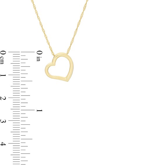Tilted Open Heart Pendant in 10K Gold