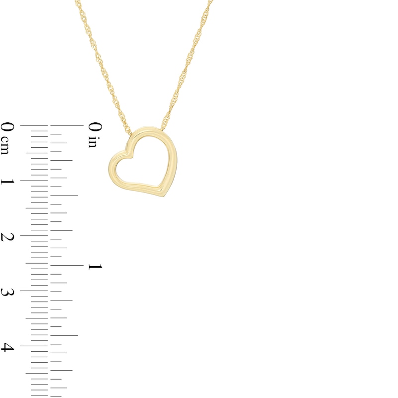 Main Image 3 of Tilted Open Heart Pendant in 10K Gold