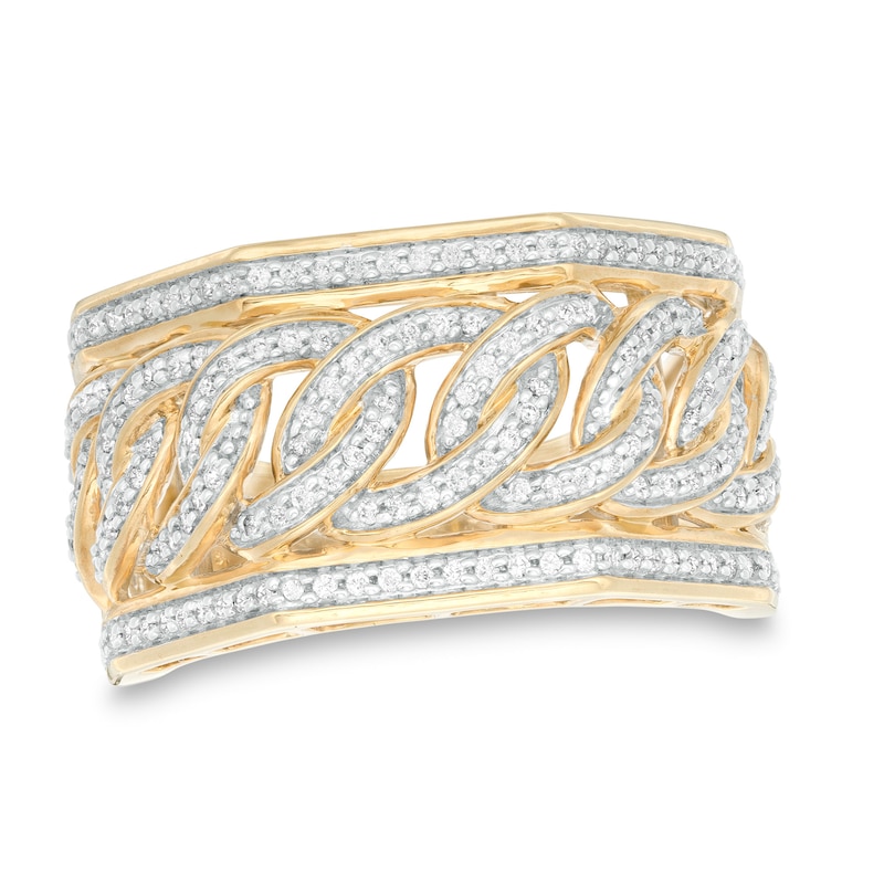 Men's 1/2 CT. T.W. Diamond Curb Link Ring in 10K Gold