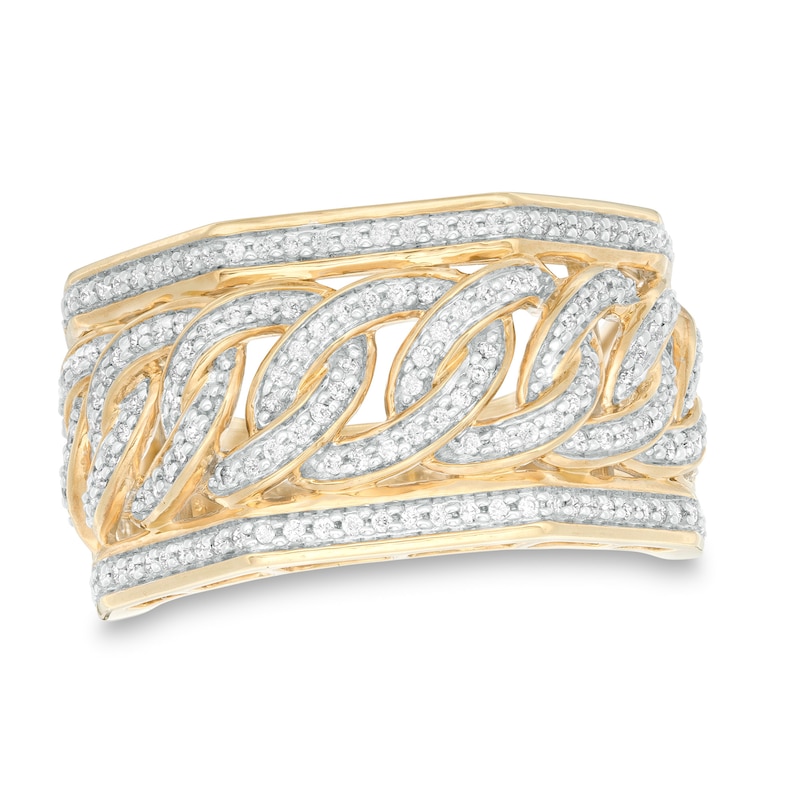 Main Image 1 of Men's 1/2 CT. T.W. Diamond Curb Link Ring in 10K Gold