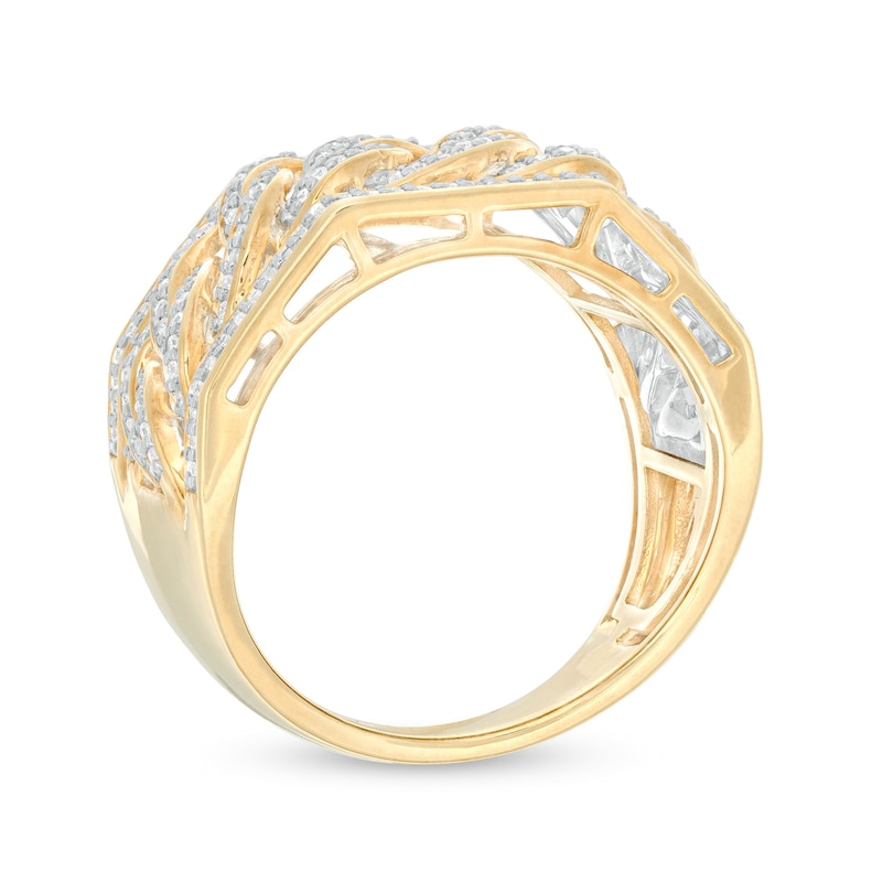 Main Image 3 of Men's 1/2 CT. T.W. Diamond Curb Link Ring in 10K Gold
