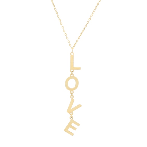 Made in Italy "Love" Linear Drop Pendant in 10K Gold