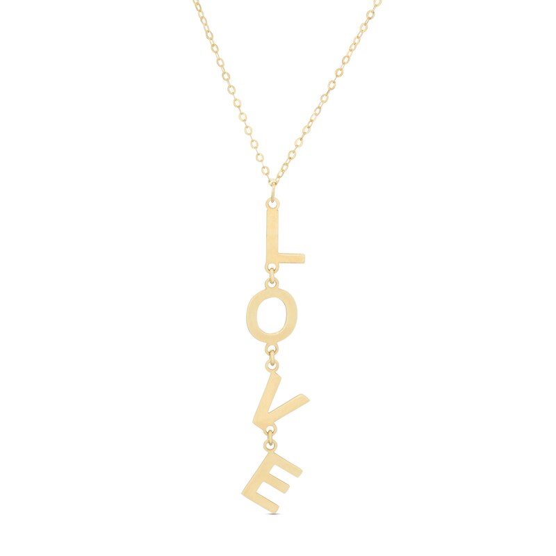 Main Image 1 of Made in Italy "Love" Linear Drop Pendant in 10K Gold