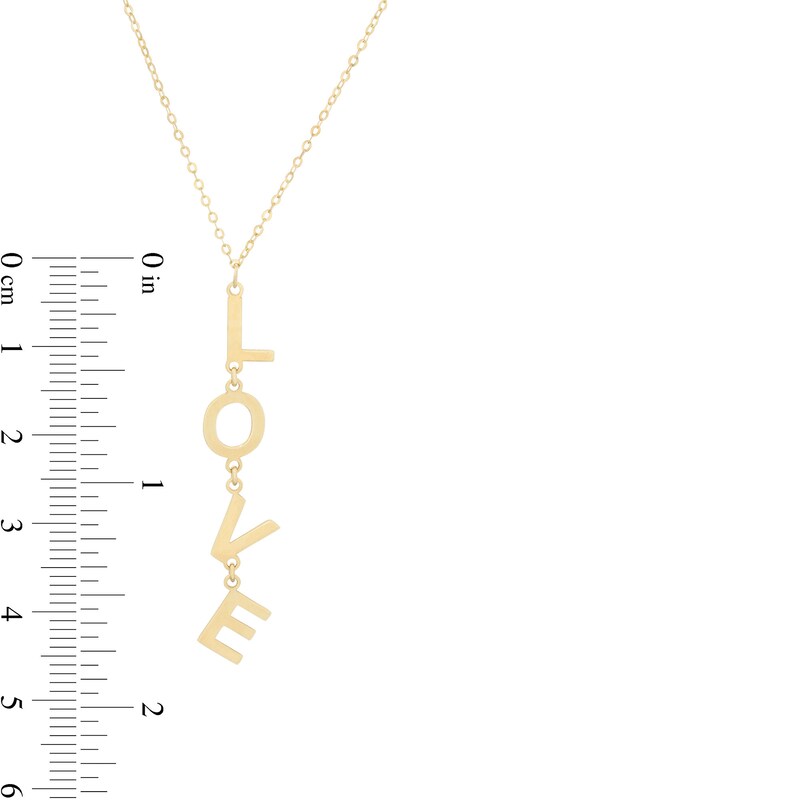 Main Image 3 of Made in Italy "Love" Linear Drop Pendant in 10K Gold