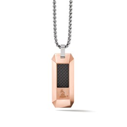 Bulova Jewelry Latin GRAMMY AWARDS® Faceted Dog Tag Pendant with Carbon Fiber Inlay in Two-Tone Stainless Steel - 28&quot;
