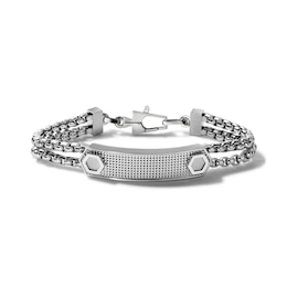 Bulova Jewelry Industrial Double Chain Bolt Accent ID Bracelet in Stainless Steel - 7.5&quot;