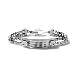Bulova Jewelry Industrial Double Chain Bolt Accent ID Bracelet in Stainless Steel - 8.5&quot;
