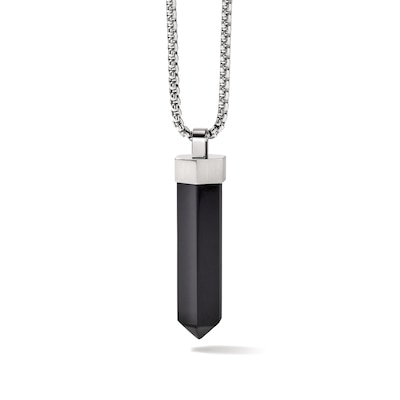hematites Stainless chain necklace with onyx crystals quartz