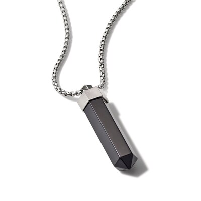 hematites Stainless chain necklace with onyx crystals quartz
