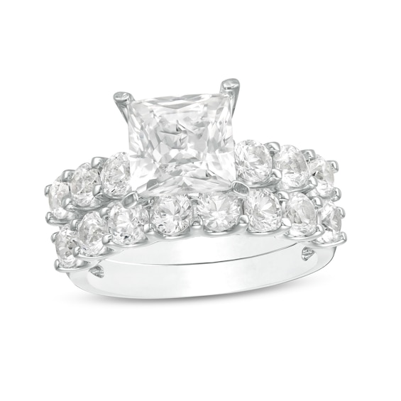 7.5mm PrincessCut LabCreated White Sapphire Bridal Set in Sterling