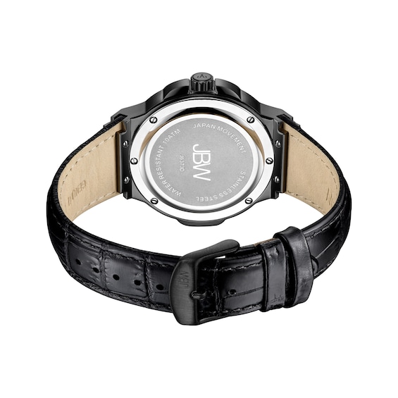 Men's JBW Saxon 1/6 CT. T.W. Diamond Black IP Strap Watch (Model: J6373D) Men's JBW Saxon 1/6 CT. T.W. Diamond Black IP Strap Watch (Model: J6373D)
