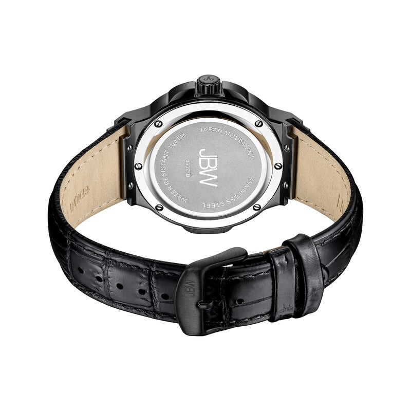 Main Image 3 of Men's JBW Saxon 1/6 CT. T.W. Diamond Black IP Strap Watch (Model: J6373D)