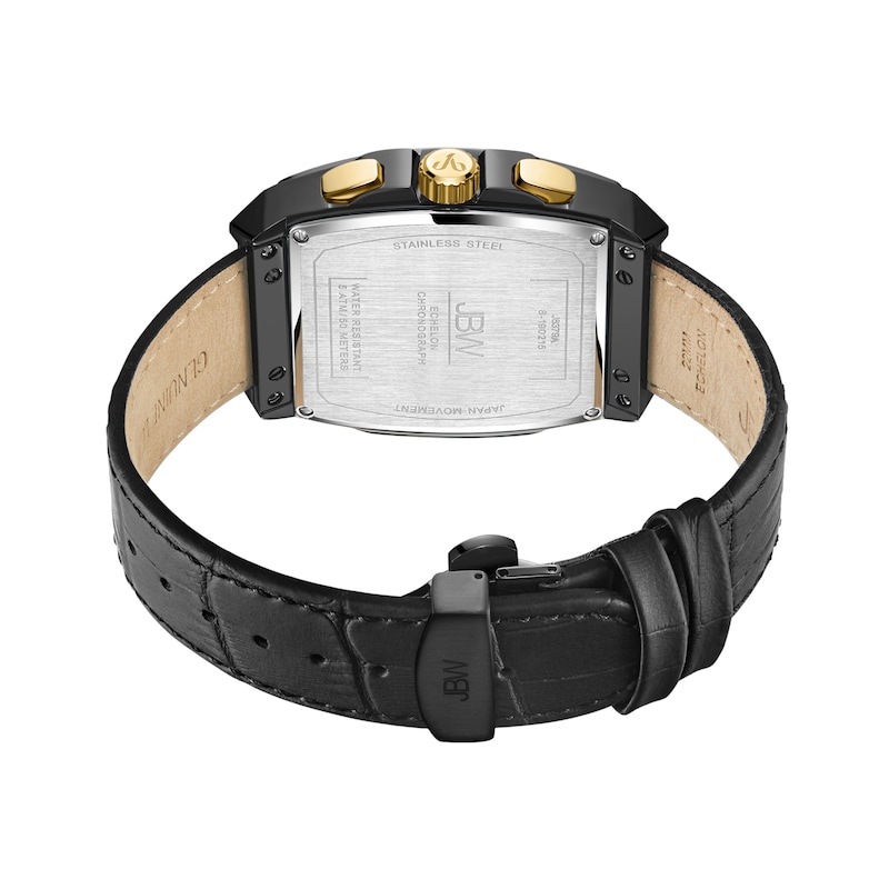 Main Image 4 of Men's JBW Echelon 1/4 CT. T.W. Diamond Black Chronograph IP Strap Watch with Tonneau Black Dial (Model: J6379A)