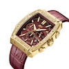 Thumbnail Image 2 of Men's JBW Echelon 1/4 CT. T.W. Diamond 18K Gold Plate Chronograph Strap Watch with Tonneau Red Dial (Model: J6379B)