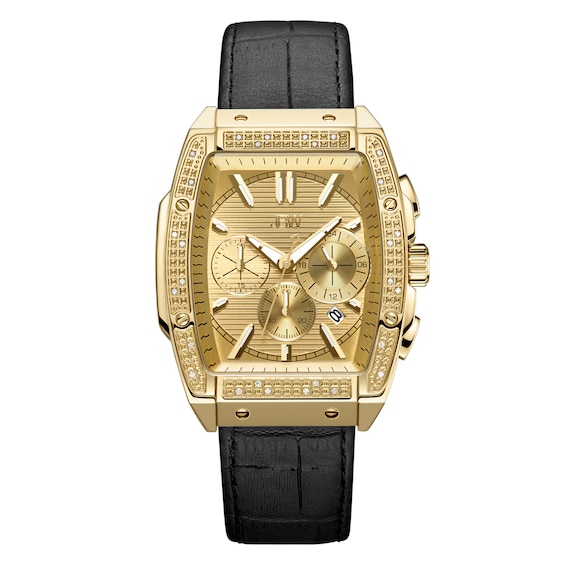 Men's JBW Echelon 1/4 CT. T.w. Diamond 18K Gold Plate Chronograph Strap Watch with Tonneau Dial (Model: J6379E)
