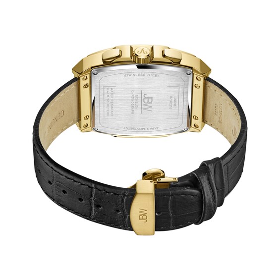 Men's JBW Echelon 1/4 CT. T.w. Diamond 18K Gold Plate Chronograph Strap Watch with Tonneau Dial (Model: J6379E)