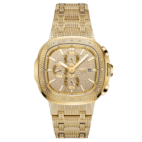 Men's JBW Heist 1/5 CT. T.w. Diamond Chronograph 18K Gold Plate Watch with Square Dial (Model: J6380A)