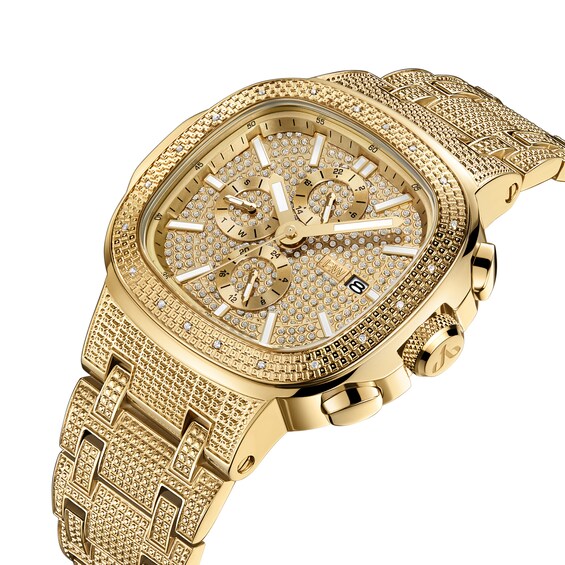 Men's JBW Heist 1/5 CT. T.w. Diamond Chronograph 18K Gold Plate Watch with Square Dial (Model: J6380A)