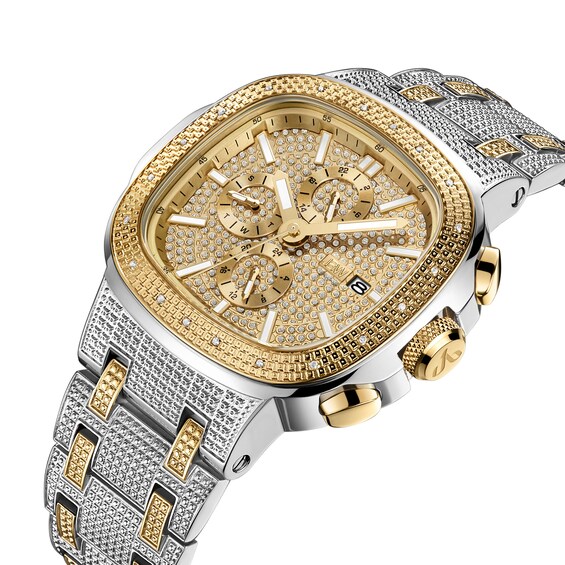 Men's JBW Heist 1/5 CT. T.w. Diamond Chronograph 18K Gold Plate Two-Tone Watch with Square Dial (Model: J6380B)