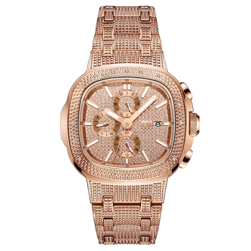 Main Image 1 of Men's JBW Heist 1/5 CT. T.W. Diamond Chronograph 18K Rose Gold Plate Watch with Square Dial (Model: J6380C)