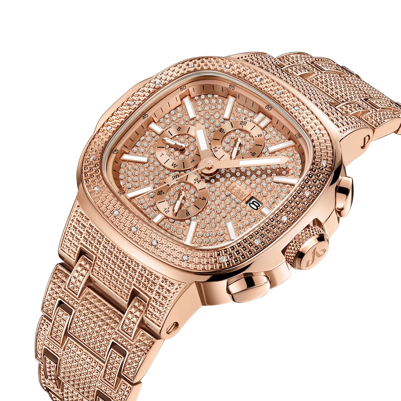 Main Image 2 of Men's JBW Heist 1/5 CT. T.W. Diamond Chronograph 18K Rose Gold Plate Watch with Square Dial (Model: J6380C)