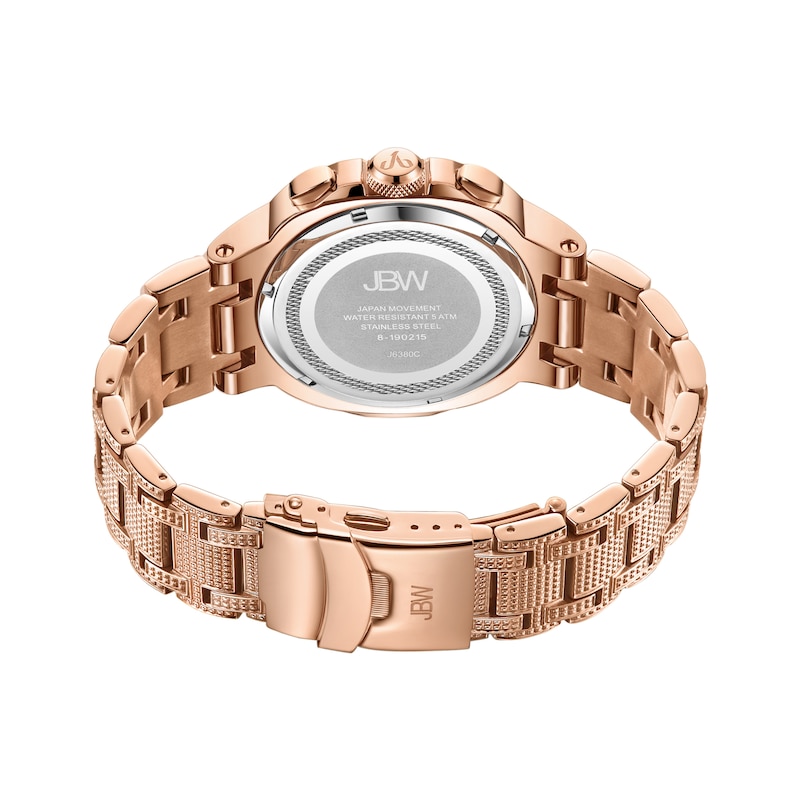 Main Image 3 of Men's JBW Heist 1/5 CT. T.W. Diamond Chronograph 18K Rose Gold Plate Watch with Square Dial (Model: J6380C)