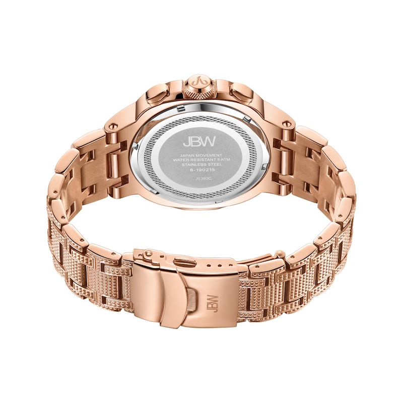 Men's JBW Heist 1/5 CT. T.W. Diamond Chronograph 18K Rose Gold Plate Watch with Square Dial (Model: J6380C)