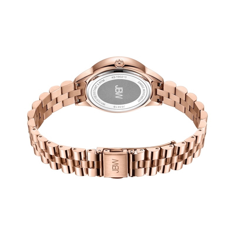 Main Image 3 of Ladies' JBW Bellini 1/8 CT. T.W. Diamond and Crystal 18K Rose Gold Plate Watch with Oval Dial (Model: J6381B)