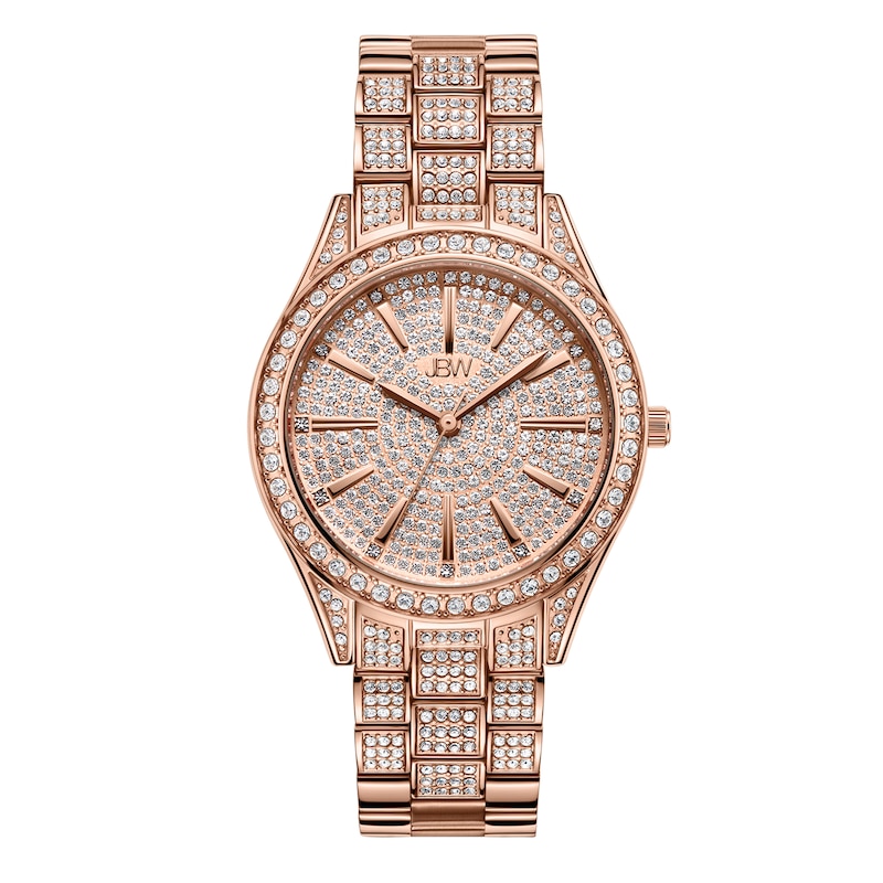 Main Image 1 of Ladies' JBW Cristal 34 1/8 CT. T.W. Diamond and Crystal 18K Rose Gold Plate Watch (Model: J6383B)