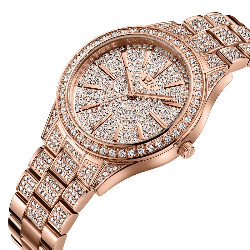 Main Image 3 of Ladies' JBW Cristal 34 1/8 CT. T.W. Diamond and Crystal 18K Rose Gold Plate Watch (Model: J6383B)