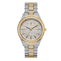 Ladies' JBW Cristal 34 1/8 CT. T.W. Diamond and Crystal 18K Gold Plate Watch with Silver-Tone Watch (Model: J6383D)