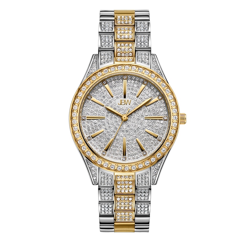 Main Image 1 of Ladies' JBW Cristal 34 1/8 CT. T.W. Diamond and Crystal 18K Gold Plate Watch with Silver-Tone Watch (Model: J6383D)