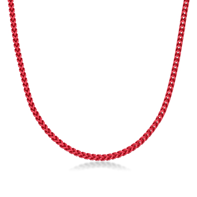 Men's 5.0mm Franco Chain Necklace in Solid Stainless Steel  with Red Acrylic - 24"