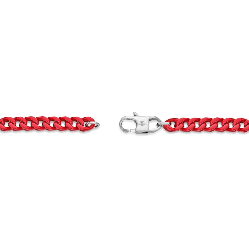 Men's 5.0mm Franco Chain Necklace in Solid Stainless Steel  with Red Acrylic - 24"