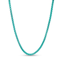 3.0mm Box Chain Necklace in Stainless Steel with Turquoise Acrylic - 24"