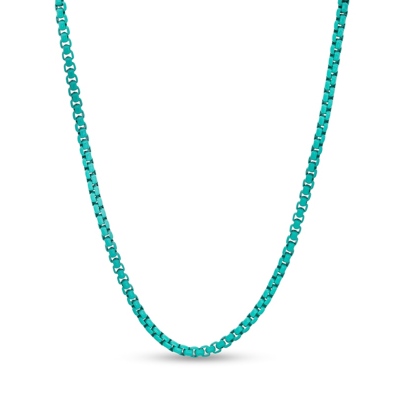 Main Image 1 of 3.0mm Box Chain Necklace in Stainless Steel with Turquoise Acrylic - 24"