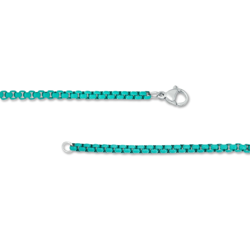 Main Image 3 of 3.0mm Box Chain Necklace in Stainless Steel with Turquoise Acrylic - 24"