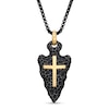 Thumbnail Image 0 of Men's Hammered Arrowhead and Cross Pendant in Two-Tone Stainless Steel - 24"