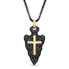 Thumbnail Image 1 of Men's Hammered Arrowhead and Cross Pendant in Two-Tone Stainless Steel - 24"